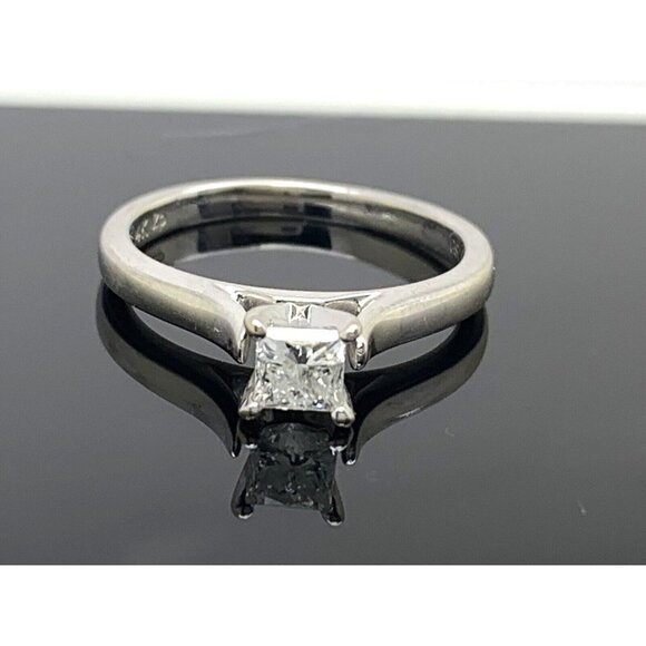 Engagement Ring 0.45ct Diamond Princess Solitaire 14k White Gold Women S… - Picture 11 of 15